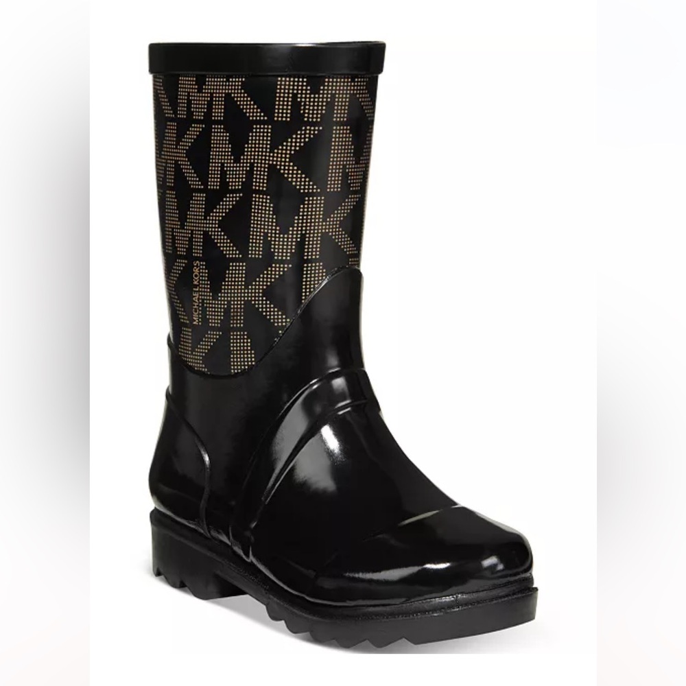 Michael Kors Black Monogram Rain Boots - Girls Youth | Size 1 - Picture 6 of 9